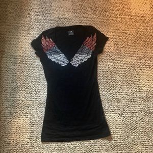 E.vil winged rhinestone tee